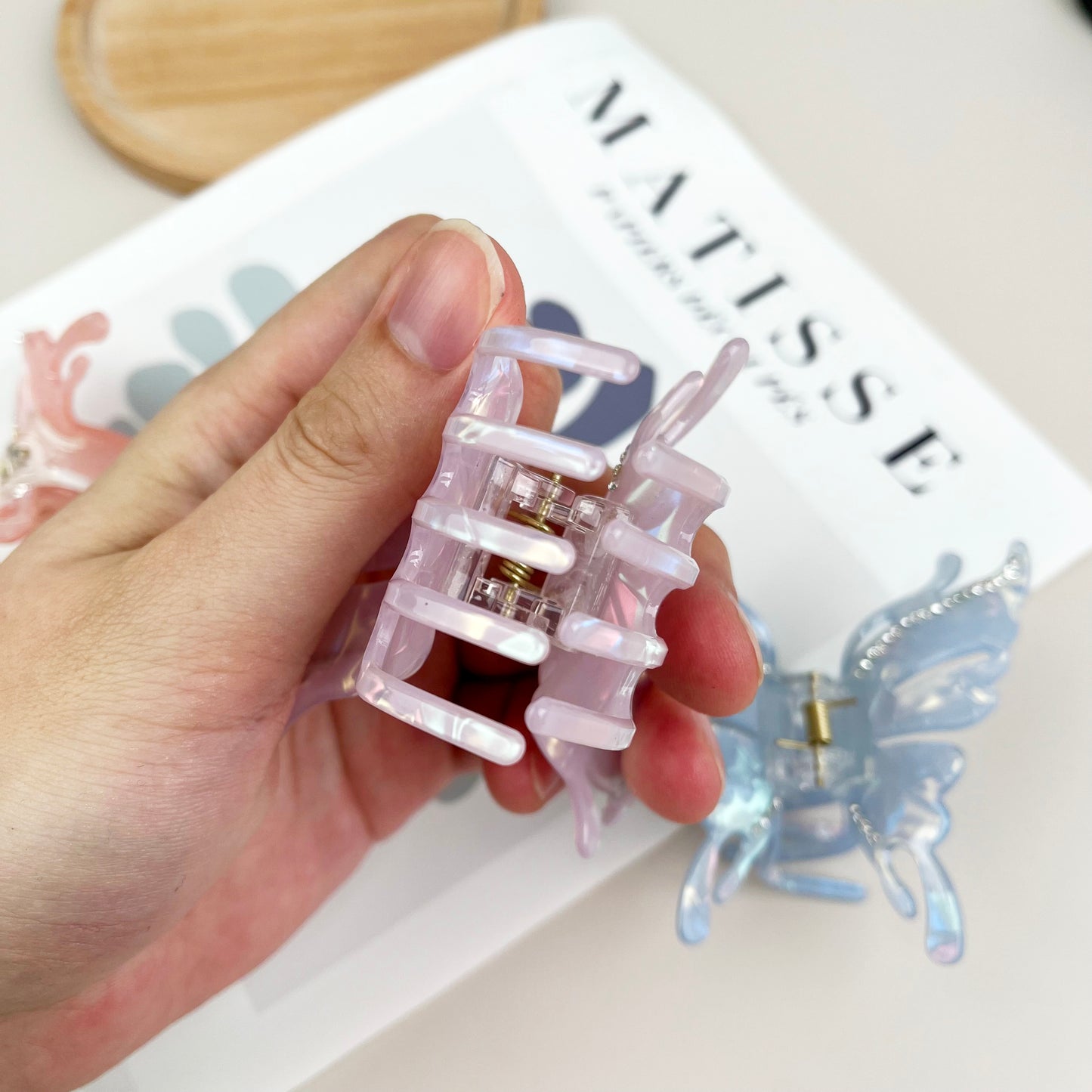 Butterfly hair clips with diamonds claw clip