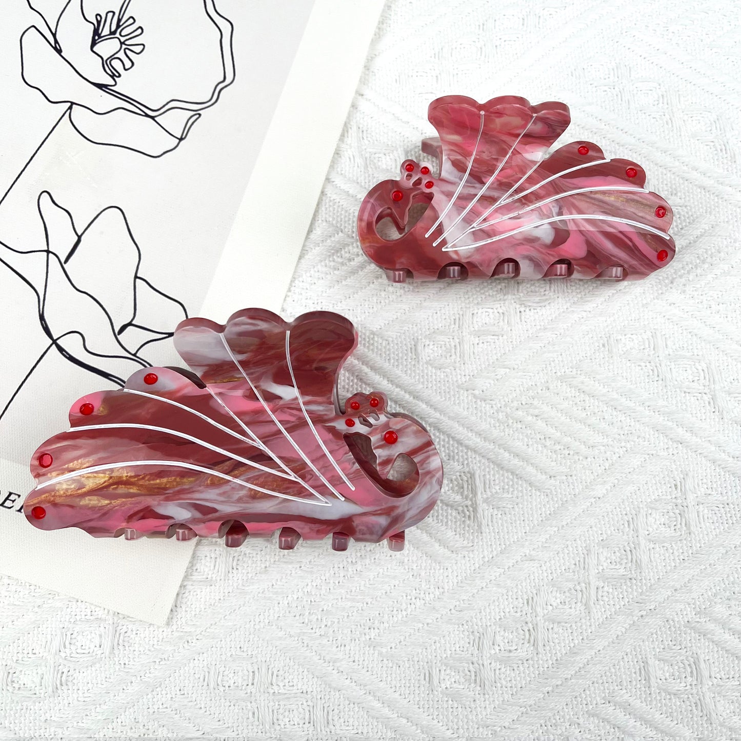 Large Peacock Hair Clips Animal Claw Clip Valentine's Day