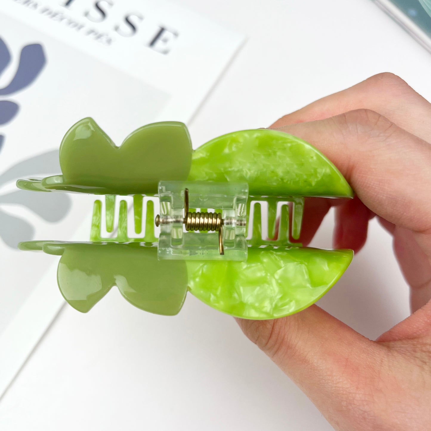 Green Gourd Acetate Hair Claw Clip