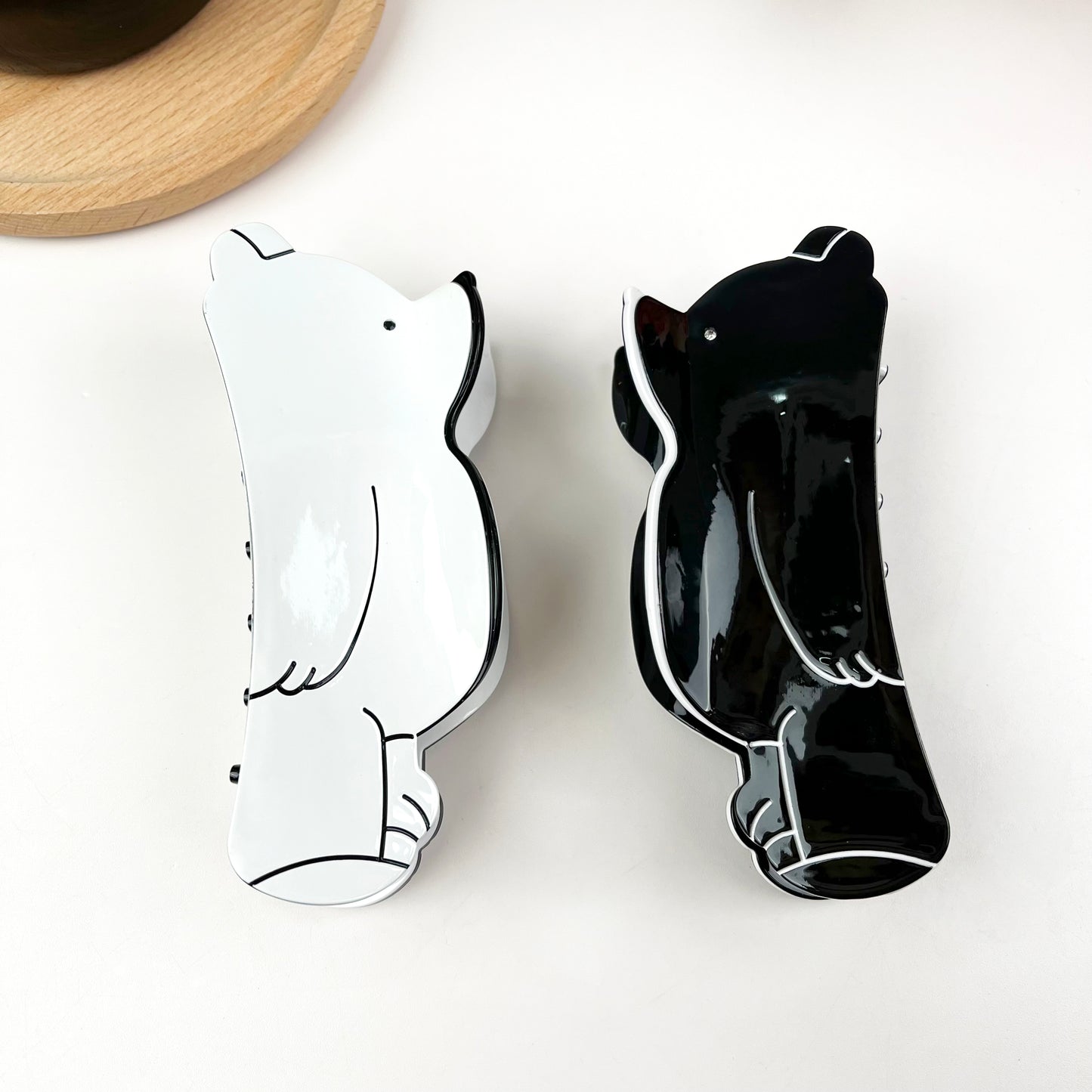 Acetate cute bear hair clips big white bear animal claw clip