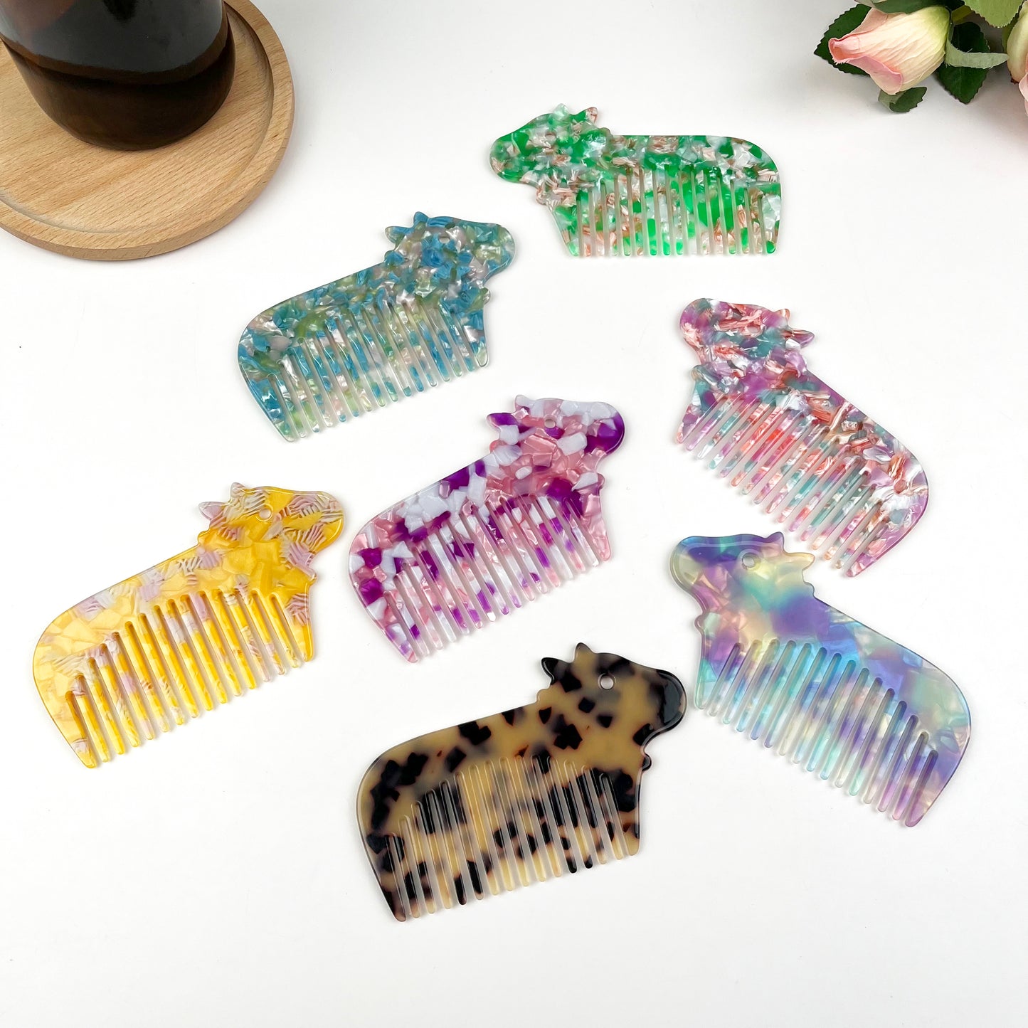 Acetate cute cartoon cow comb