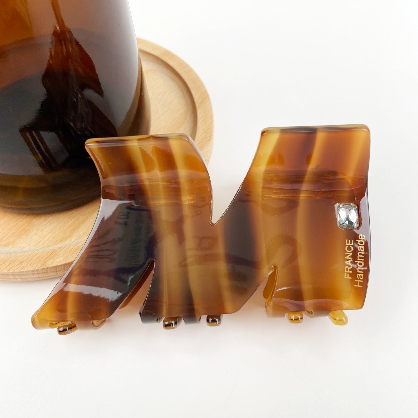 Acetate Rhinestone Letter M Hair Clip