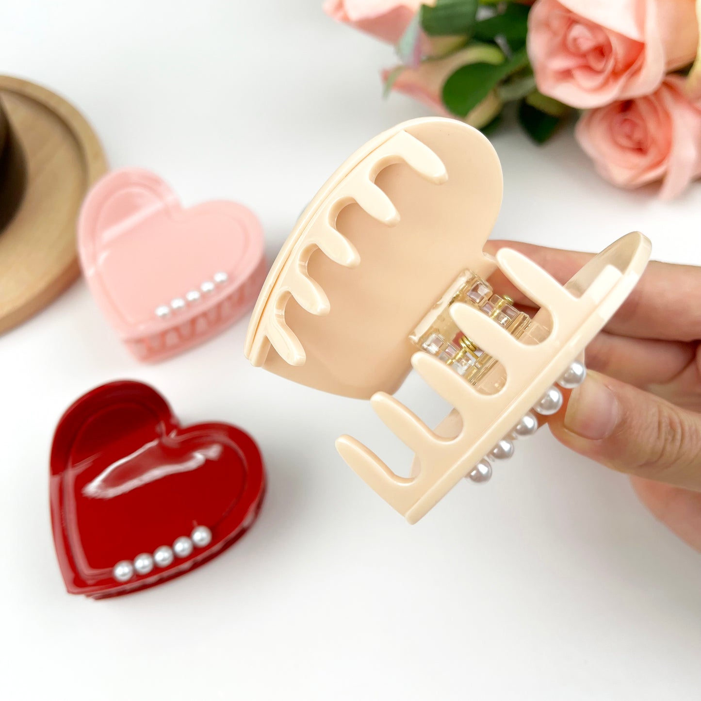 Love hair clip with pearl Valentine's Day