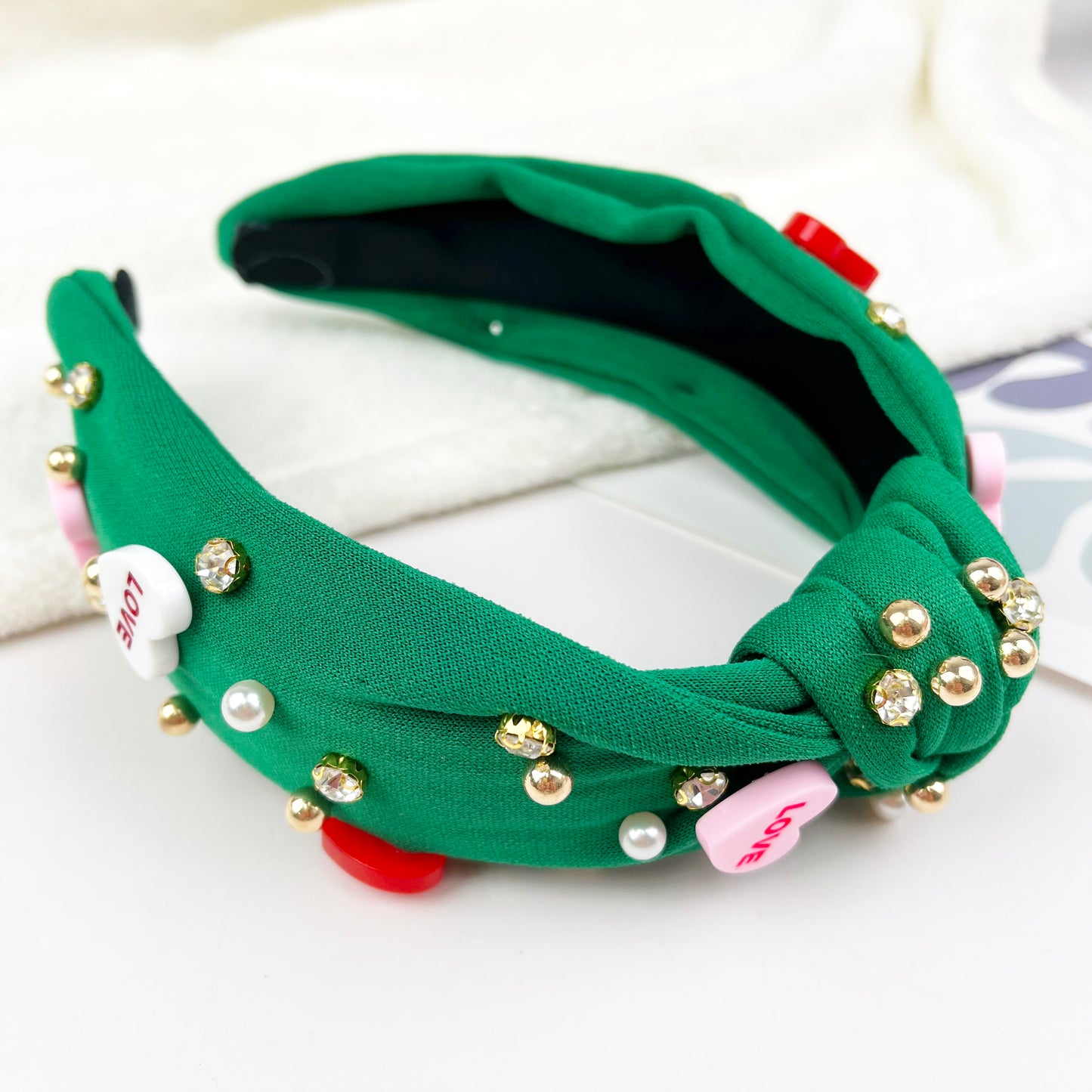 Rhinestones and pearl headband for Valentine's Day