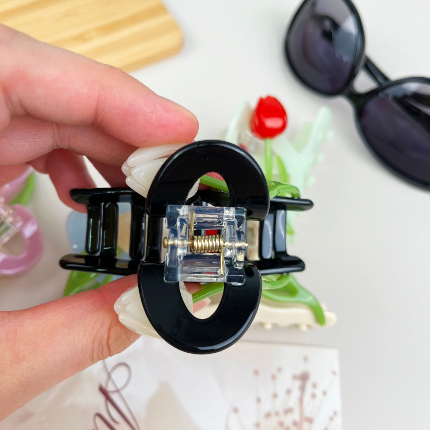 Acetate 3D tulip hair clips elegant claw clip