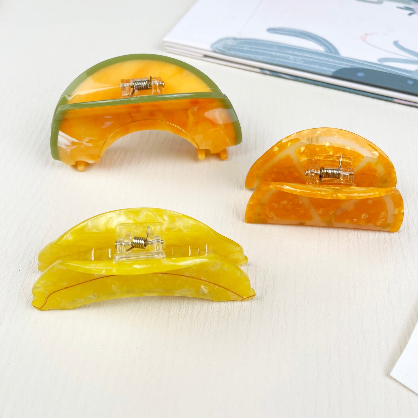 Acetate Orange Banana Hair Clip Fruit Series Claw Clips