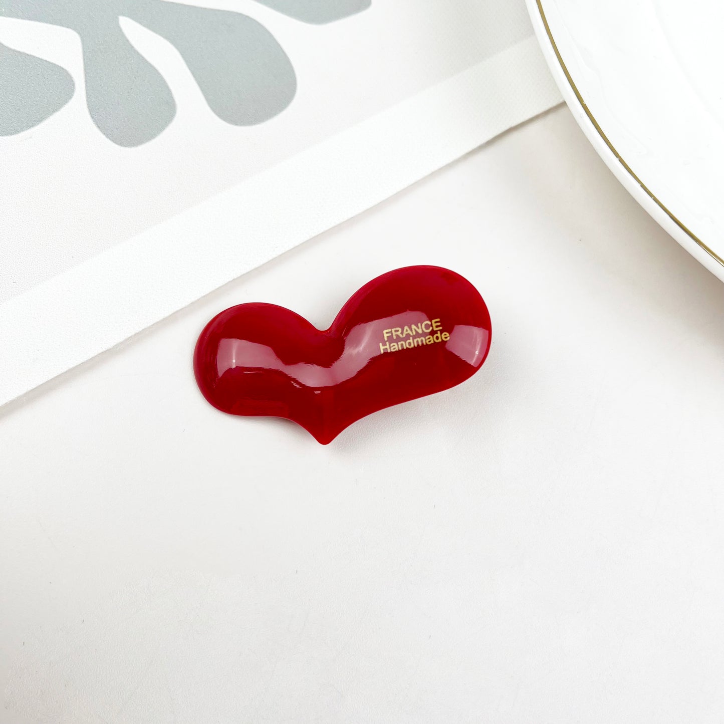 Thick Acetate Love Hair Clip Asymmetric Love Duckbill Clip