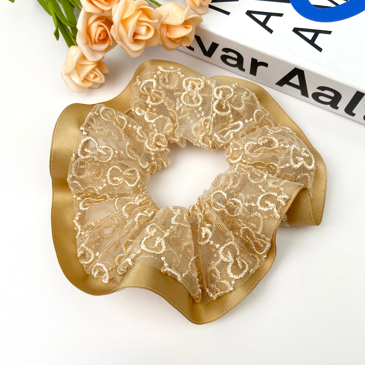 Simple Embroidery Mesh Hair Ring