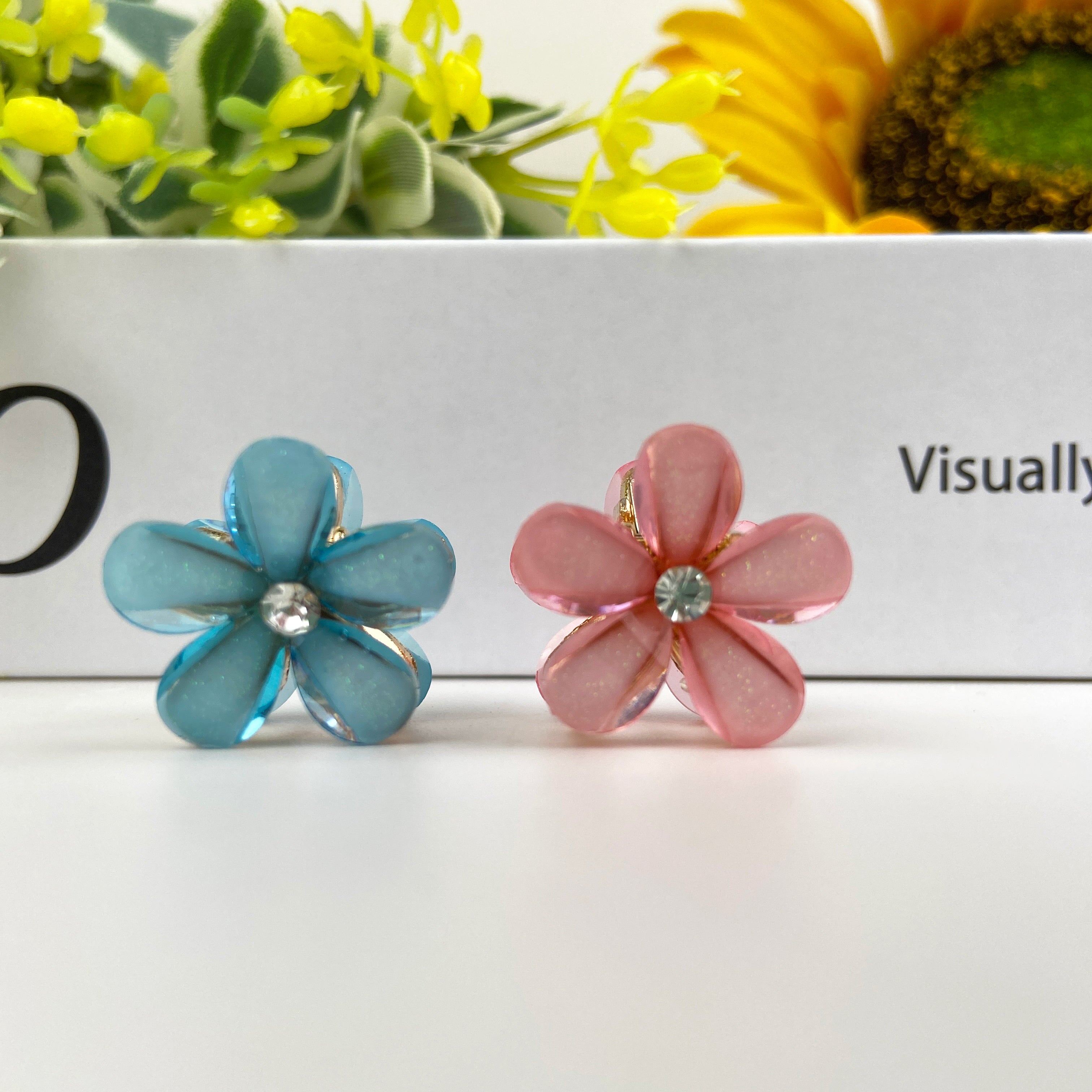 Small fresh metal flower small hair clip pearl rhinestone small clip