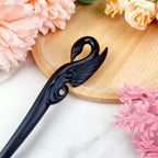 Hand carved swan hairpin black sandalwood hairpin