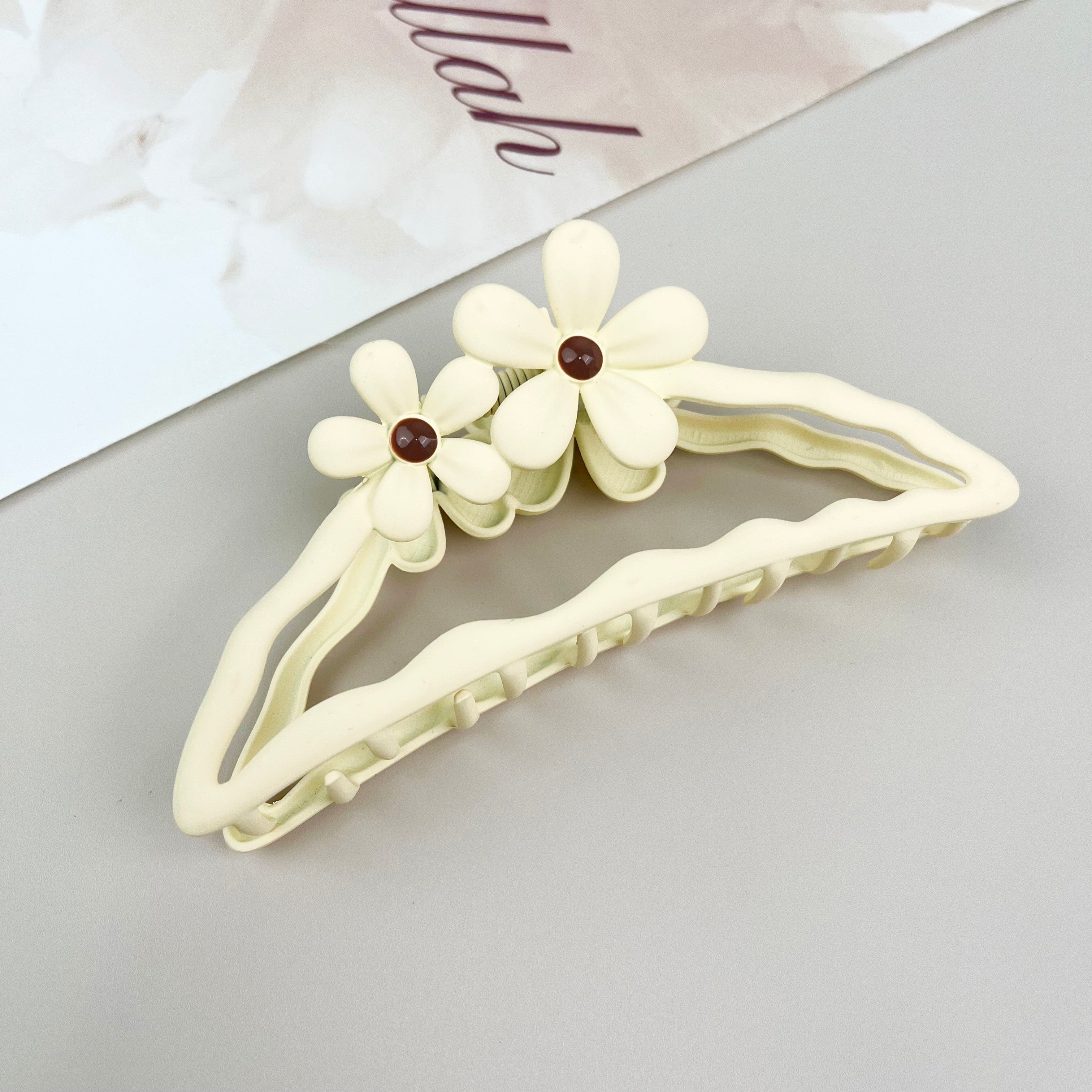 Semi-circle flower hair clips metal claw clip