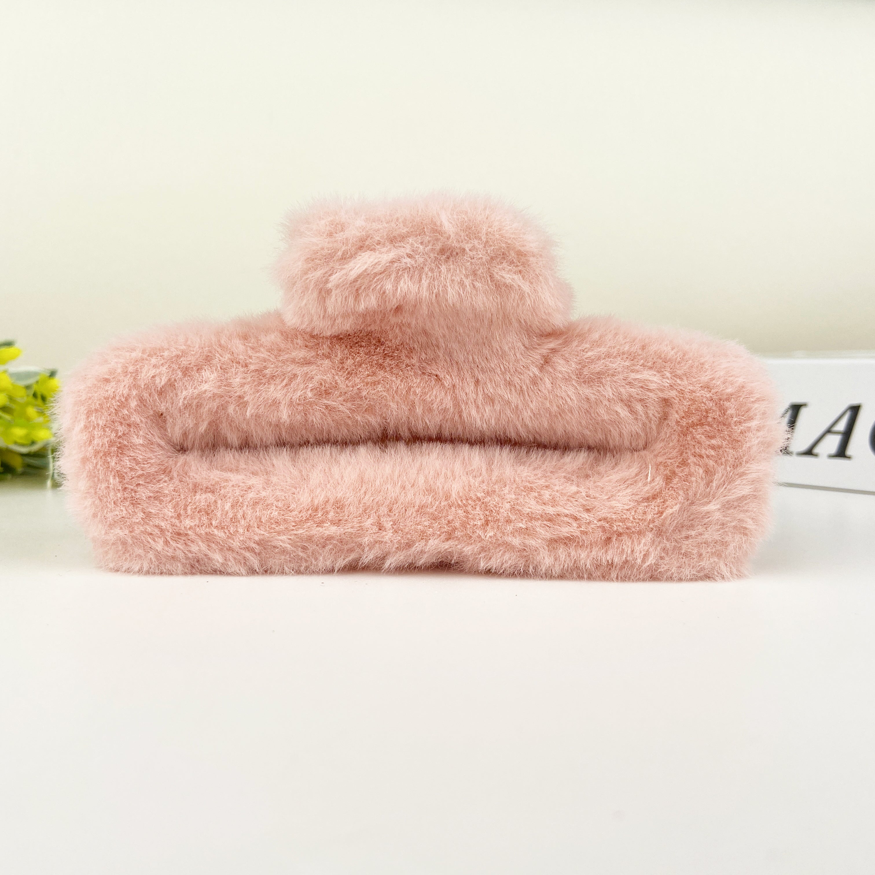 Plush square hair claw clip