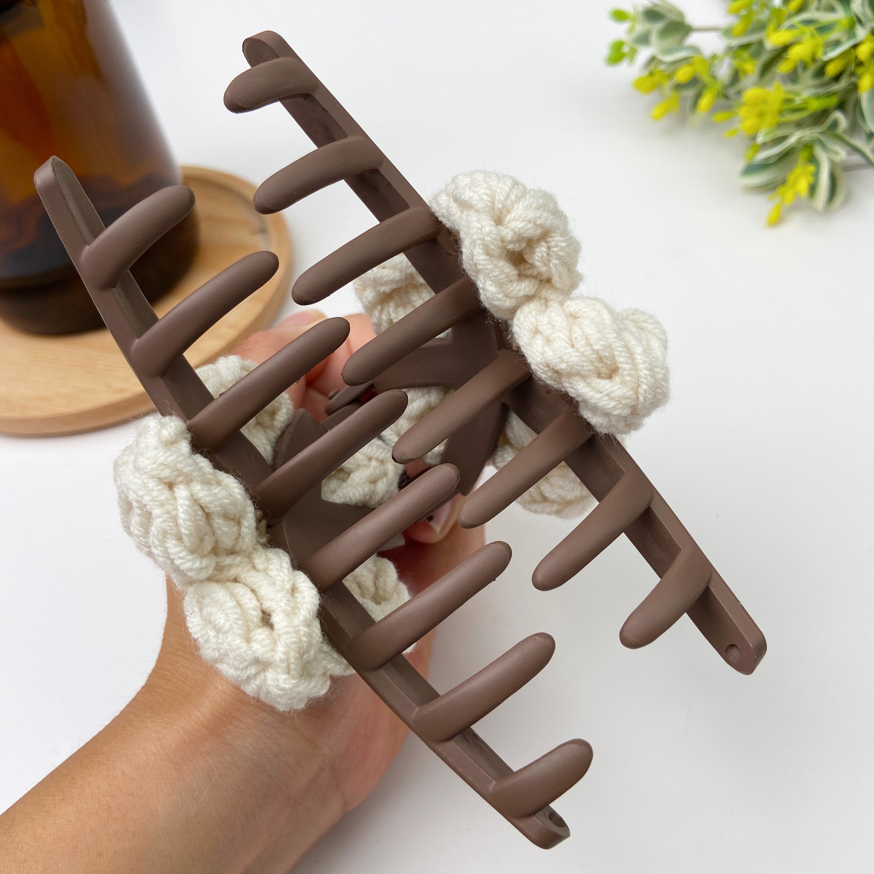 Autumn Winter Simple Knitted Double Sided Flower Clip