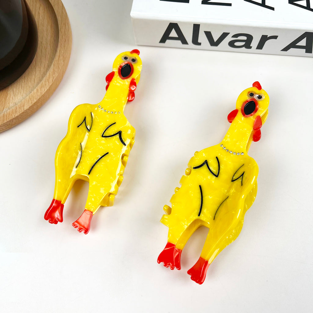Acetate Screaming Chicken Hair Clip Funny Animal Claw Clips