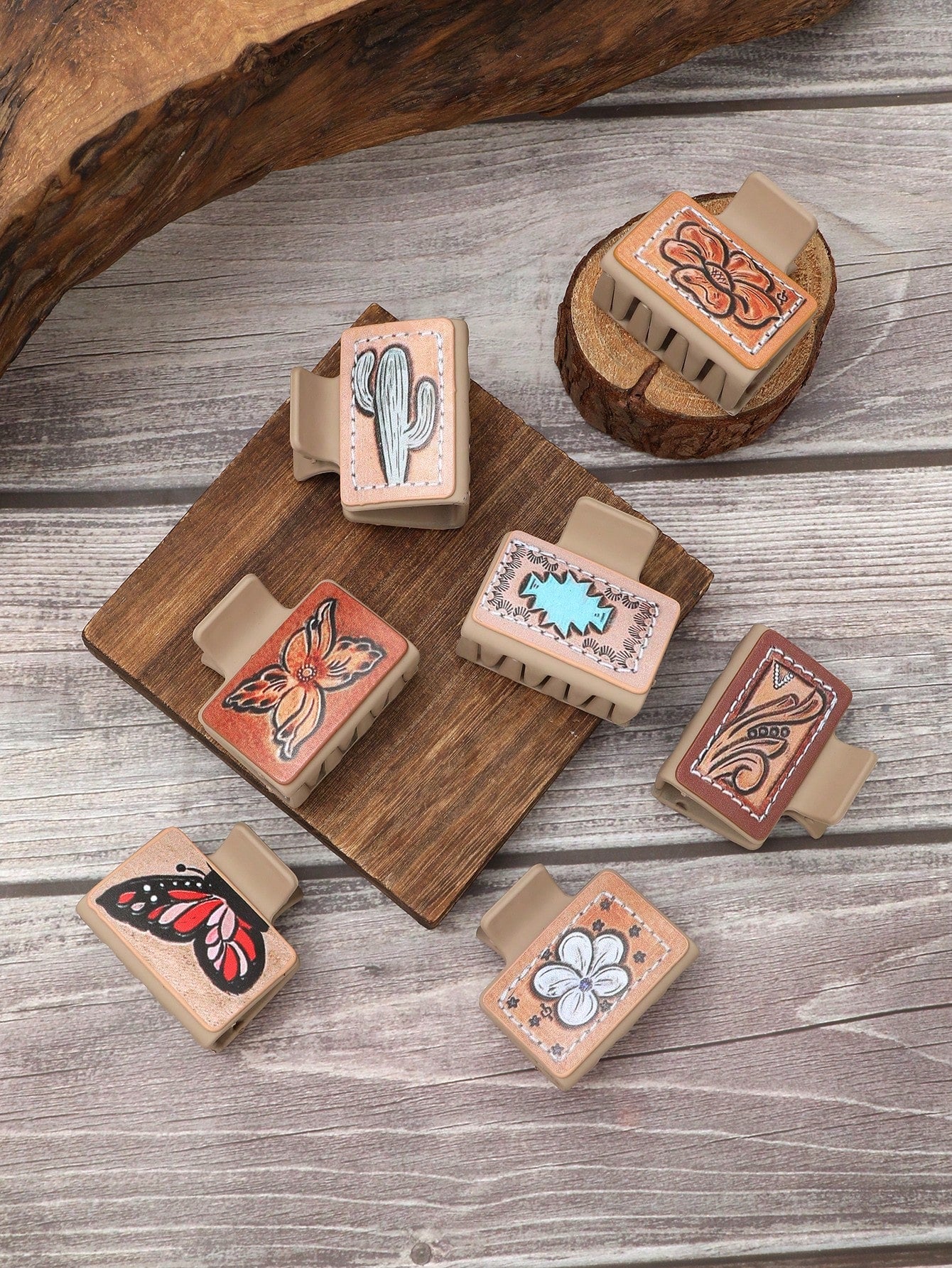 Leather Sunflower Hair Clip / Half-Up Shark Clip