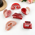 Acetate Love  Heart Hair Clip Diamond-encrusted Clip Valentine's Day