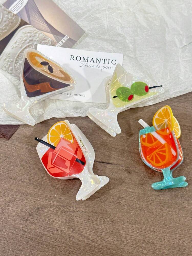 Cocktail Grip Summer Beach Lemon Large Head Shark Clip