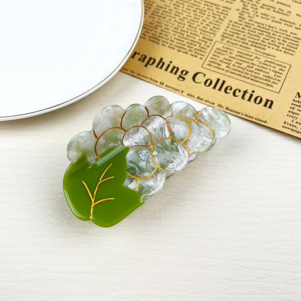 Haarspange aus Acetat mit Traubenmotiv, Obst-Serie, Krallenclips