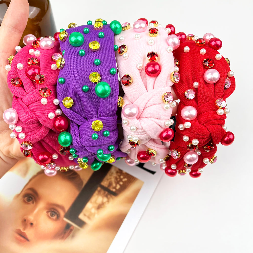 Valentine's day diamond-encrusted headband pearl headband