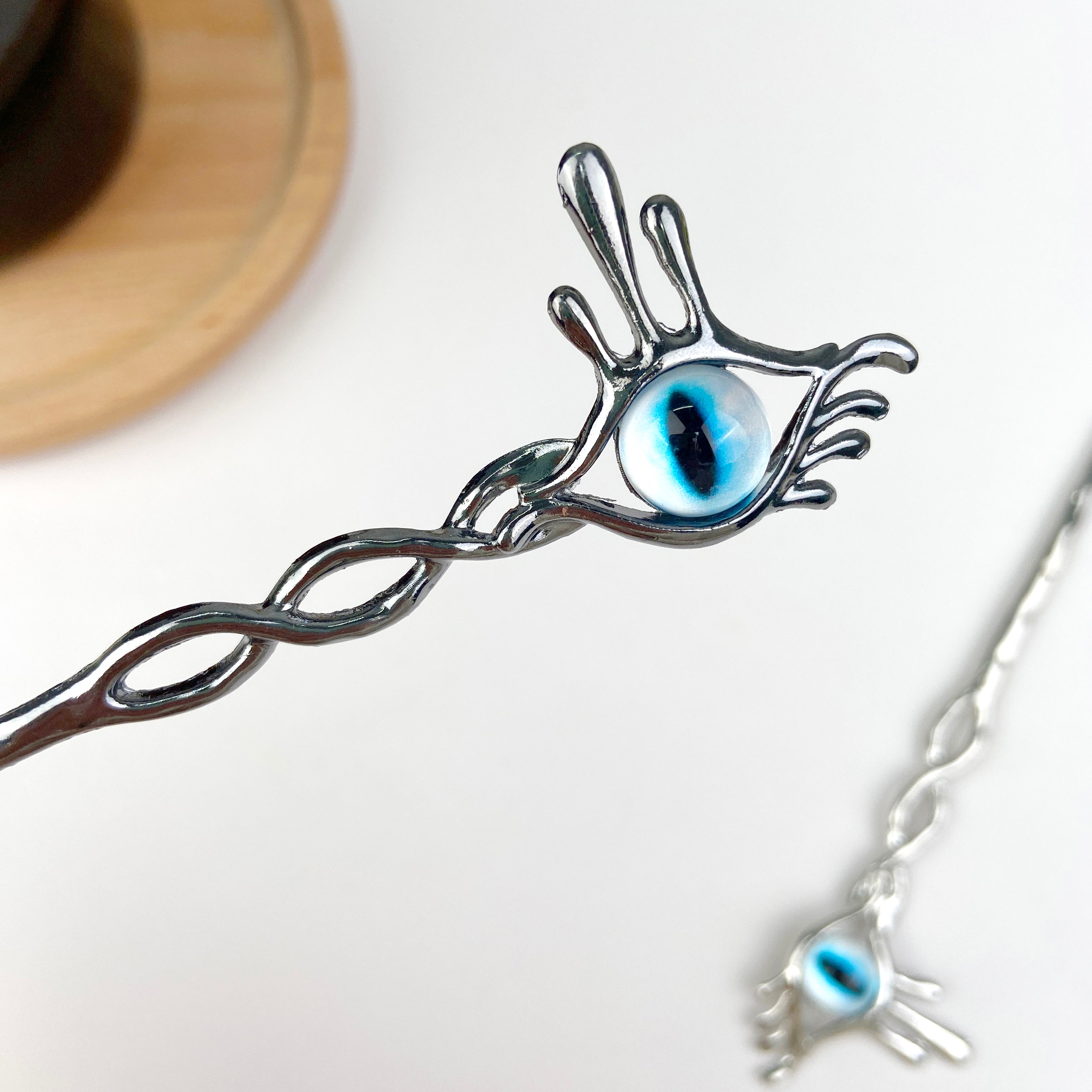 Devil's Eye Metal Hairpin Silver