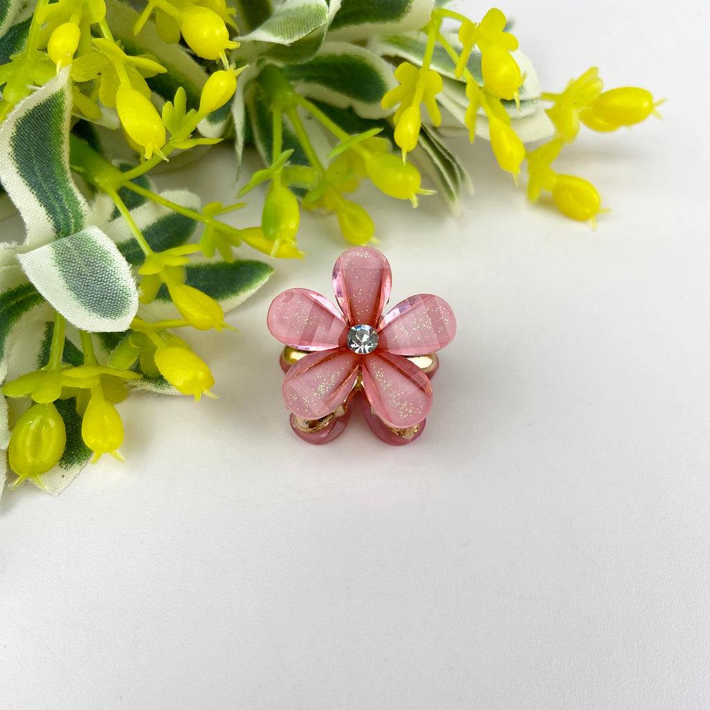 Small fresh metal flower small hair clip pearl rhinestone small clip