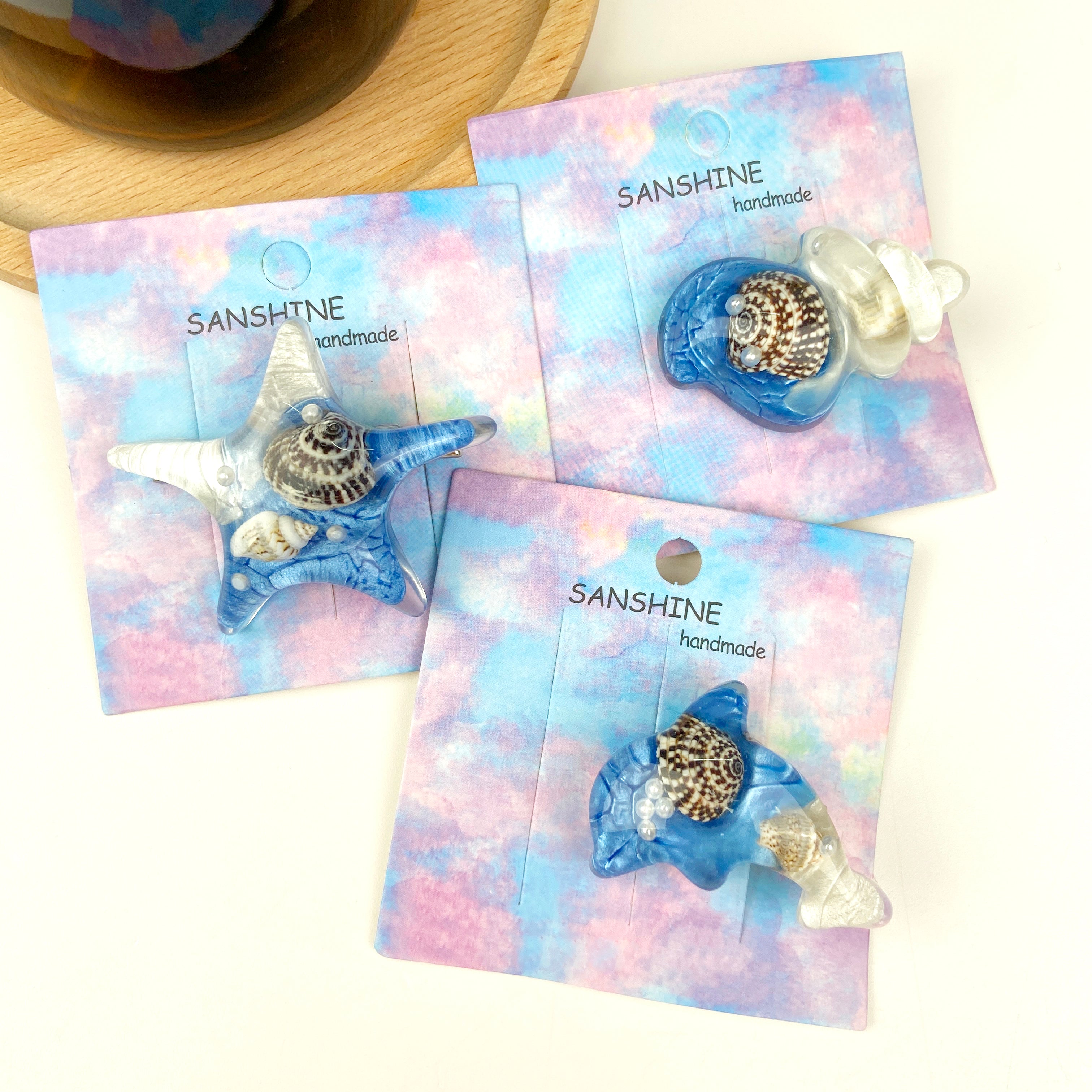 Blue conch hair clips animal bangs duckbill clip