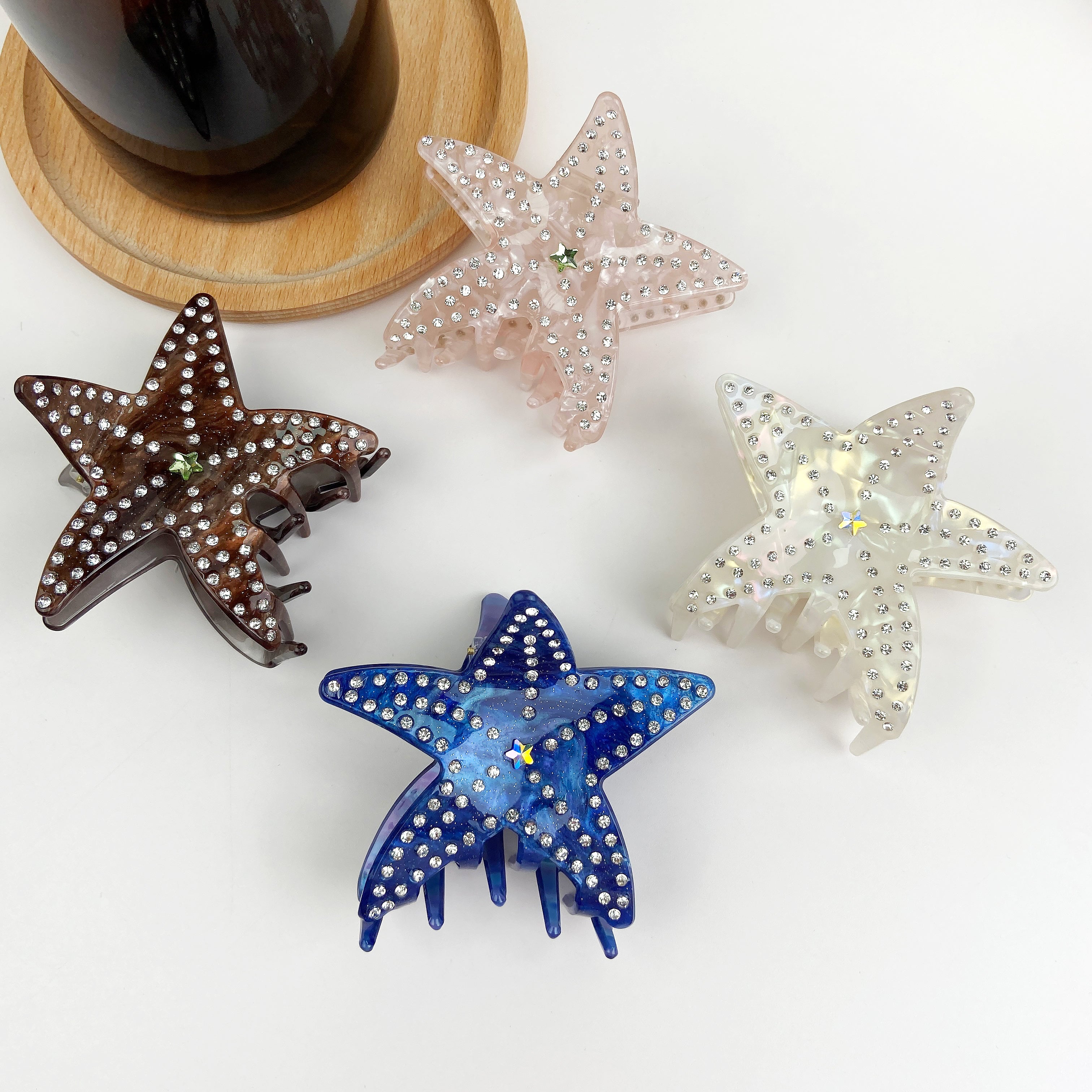 Ocean series starfish hair clips luxury rhinestone five-pointed star hair clip