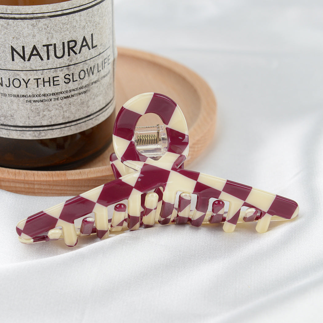 Color Checkerboard Acetate Hair Claw Clips
