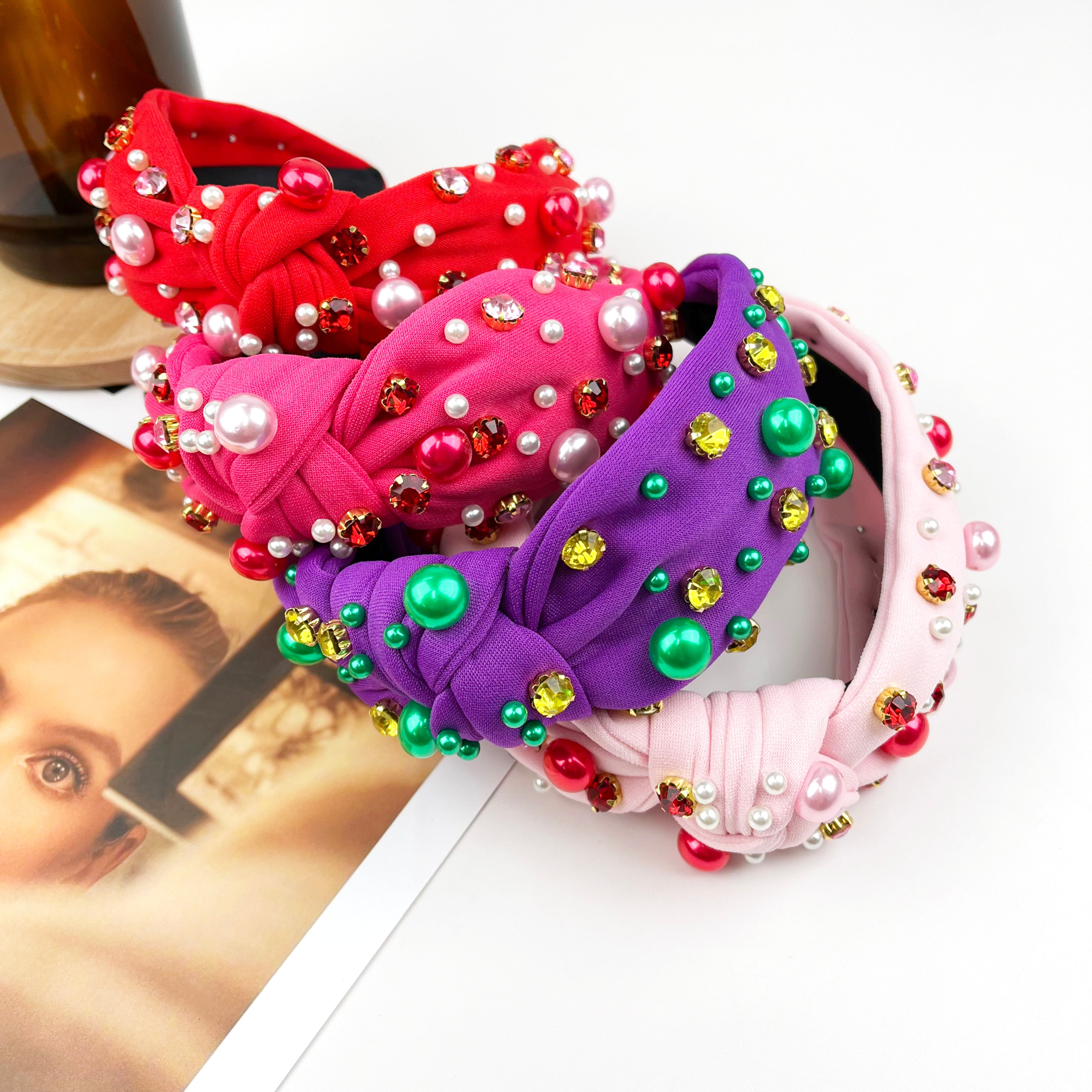 Valentine's day diamond-encrusted headband pearl headband