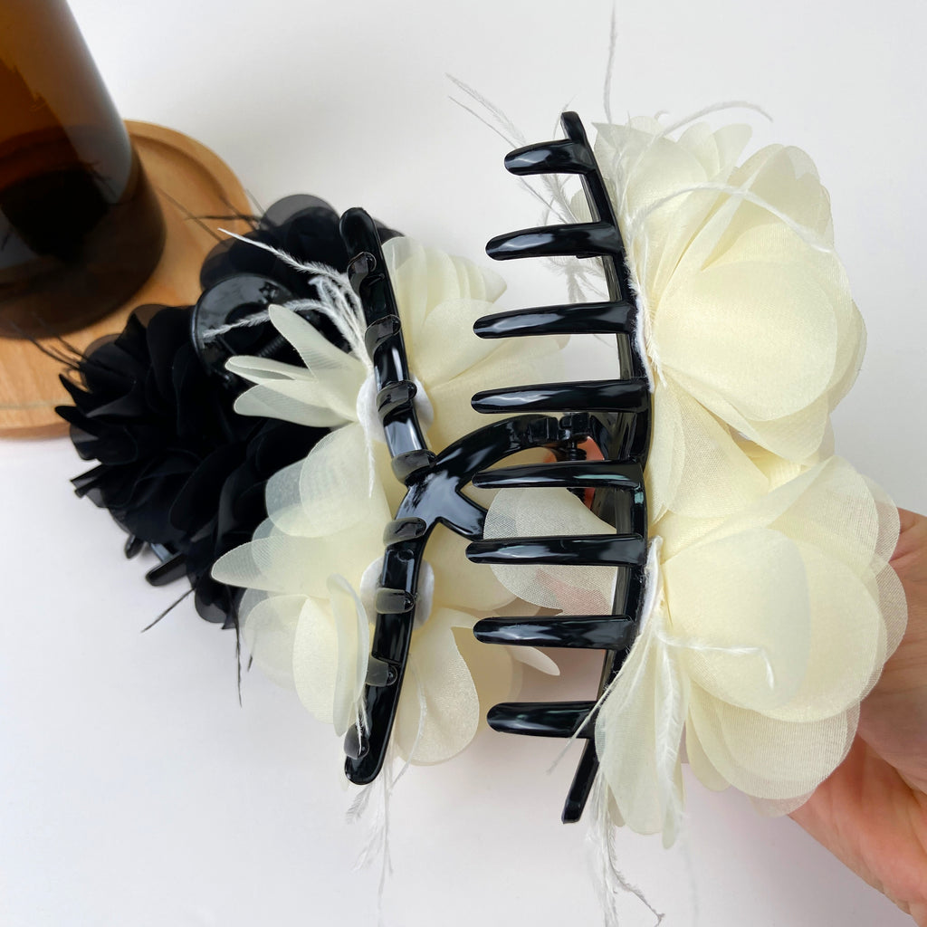 Flower Feather Hair Clip