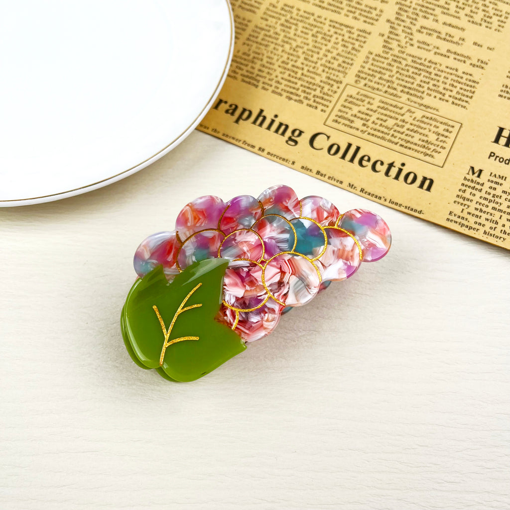 Haarspange aus Acetat mit Traubenmotiv, Obst-Serie, Krallenclips