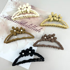 Semi-circle flower hair clips metal claw clip