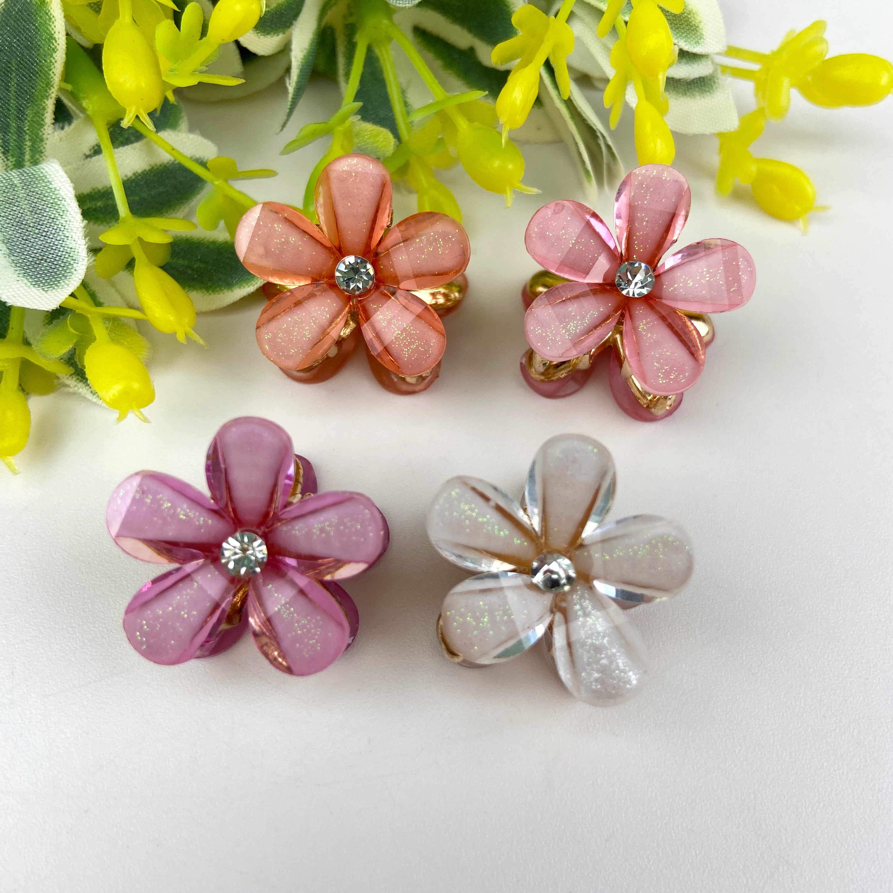 Small fresh metal flower small hair clip pearl rhinestone small clip