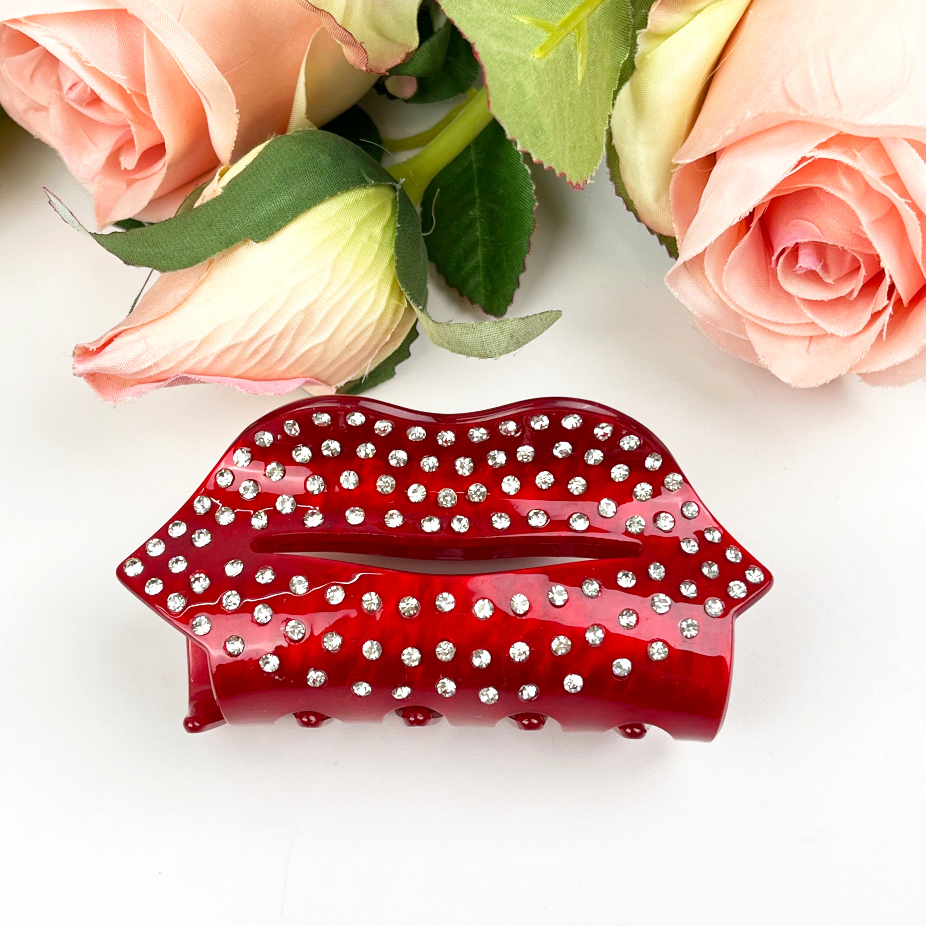 Acetate Love  Heart Hair Clip Diamond-encrusted Clip Valentine's Day