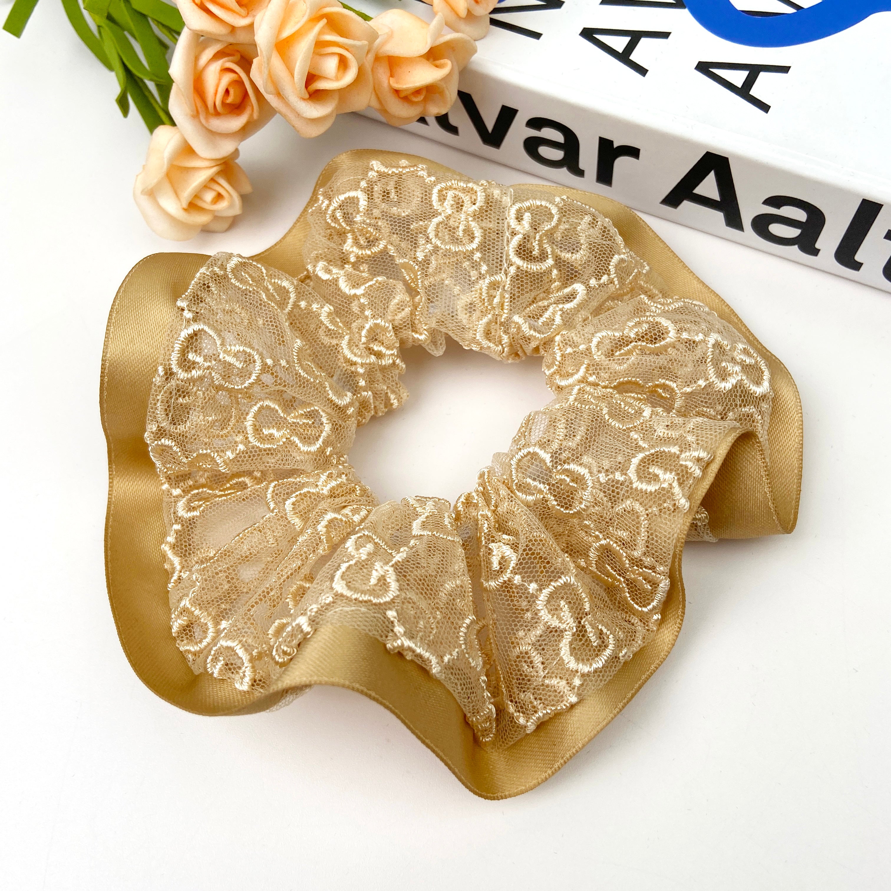 Simple Embroidery Mesh Hair Ring