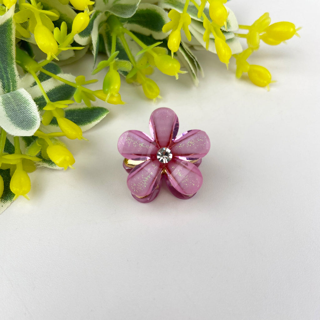 Small fresh metal flower small hair clip pearl rhinestone small clip