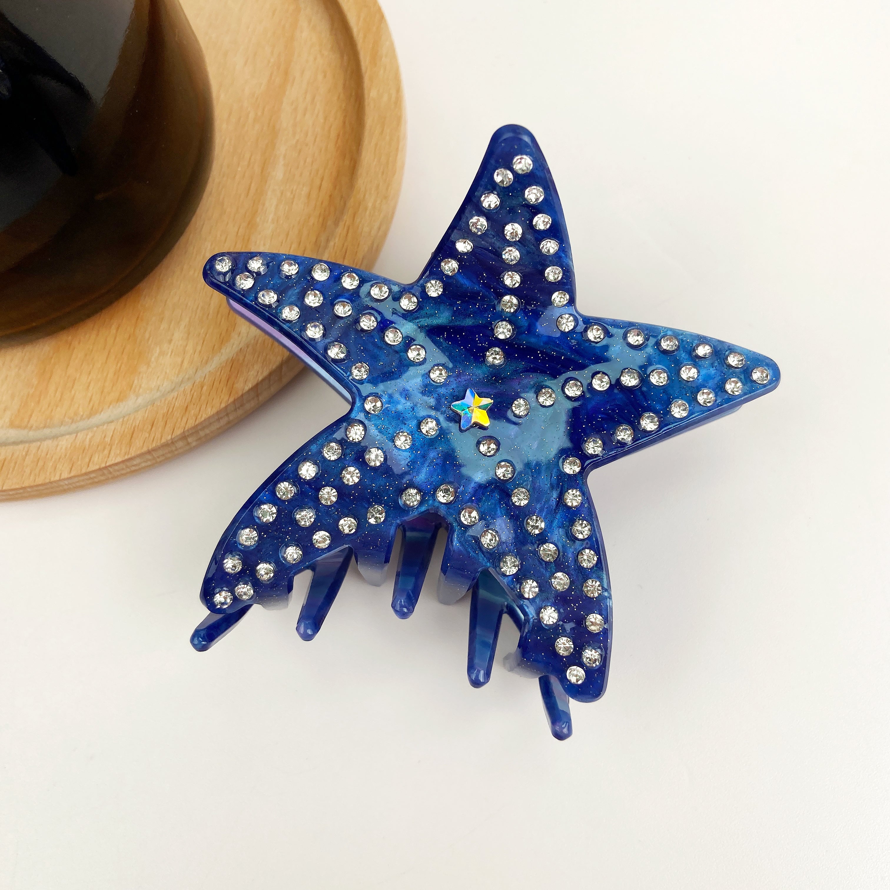 Ocean series starfish hair clips luxury rhinestone five-pointed star hair clip