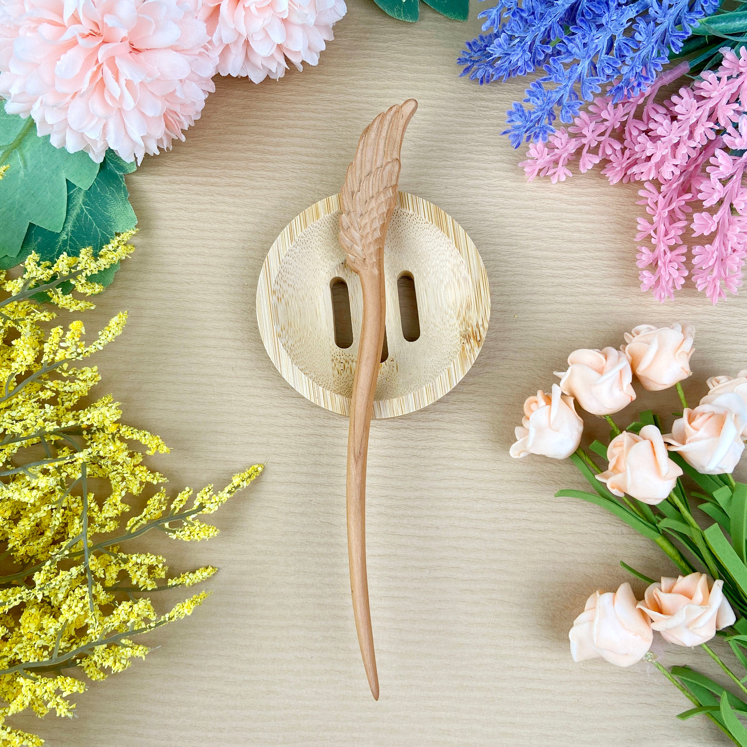 Cute cat hairpin sandalwood hairpin