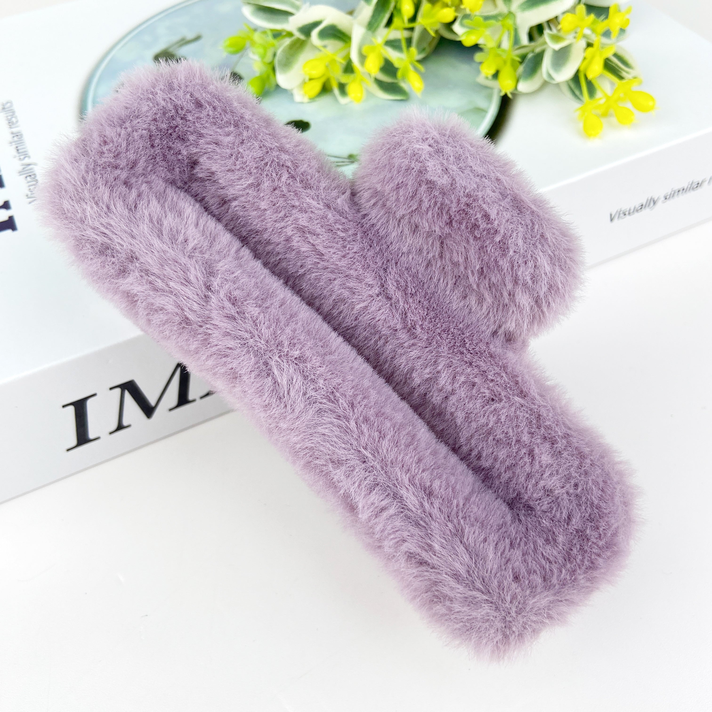 Plush square hair claw clip