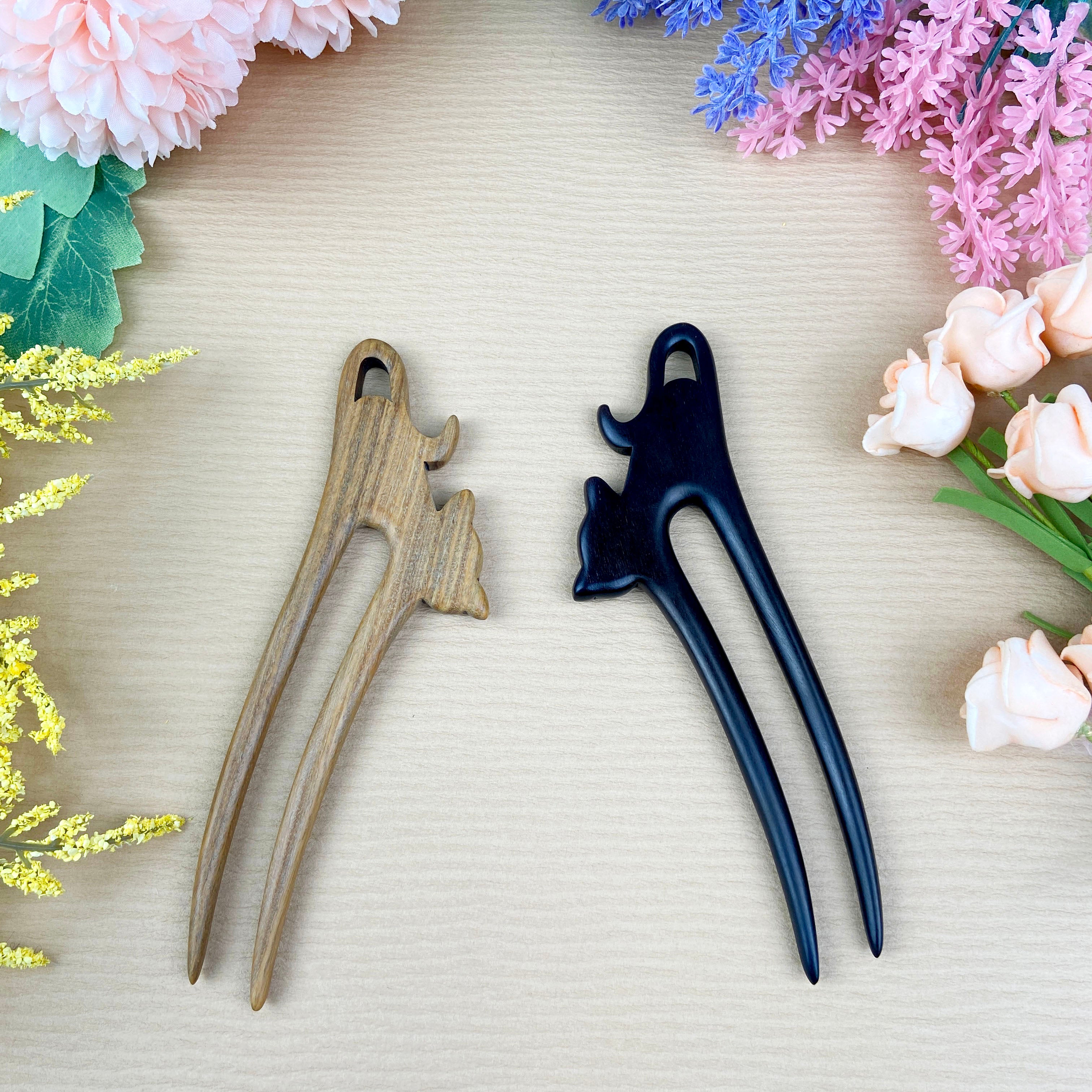 Cat U-shaped hairpin sandalwood hairpin