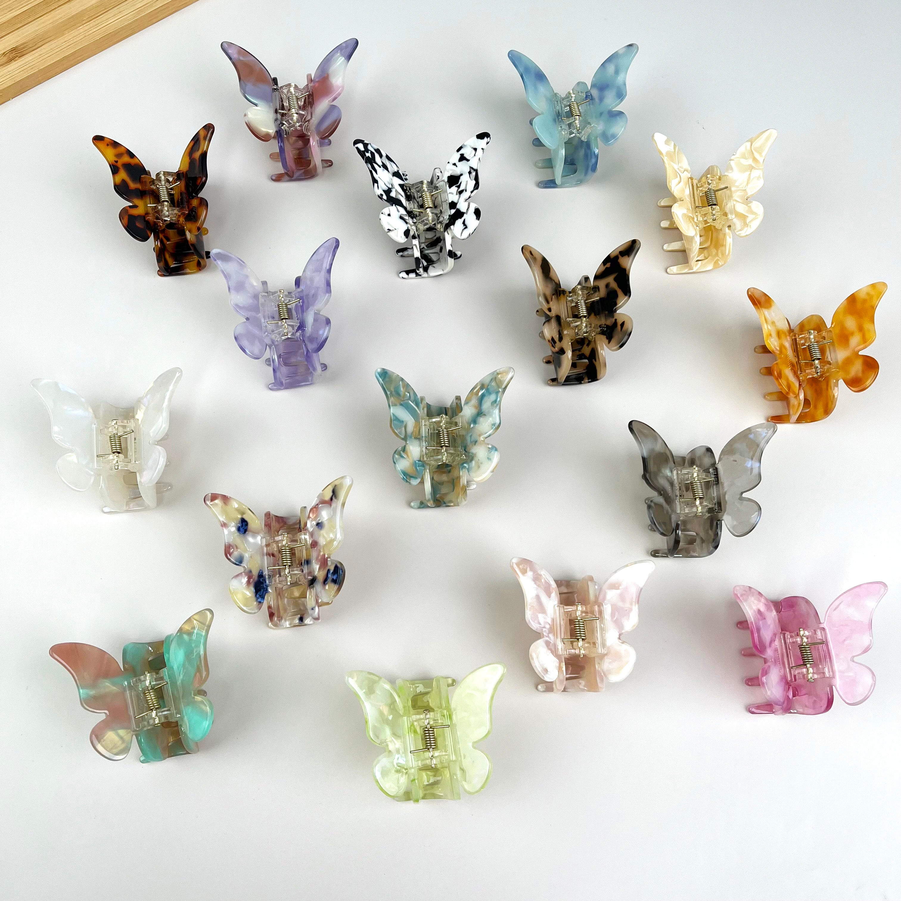 Acetate butterfly hair clips multi-color claw clip
