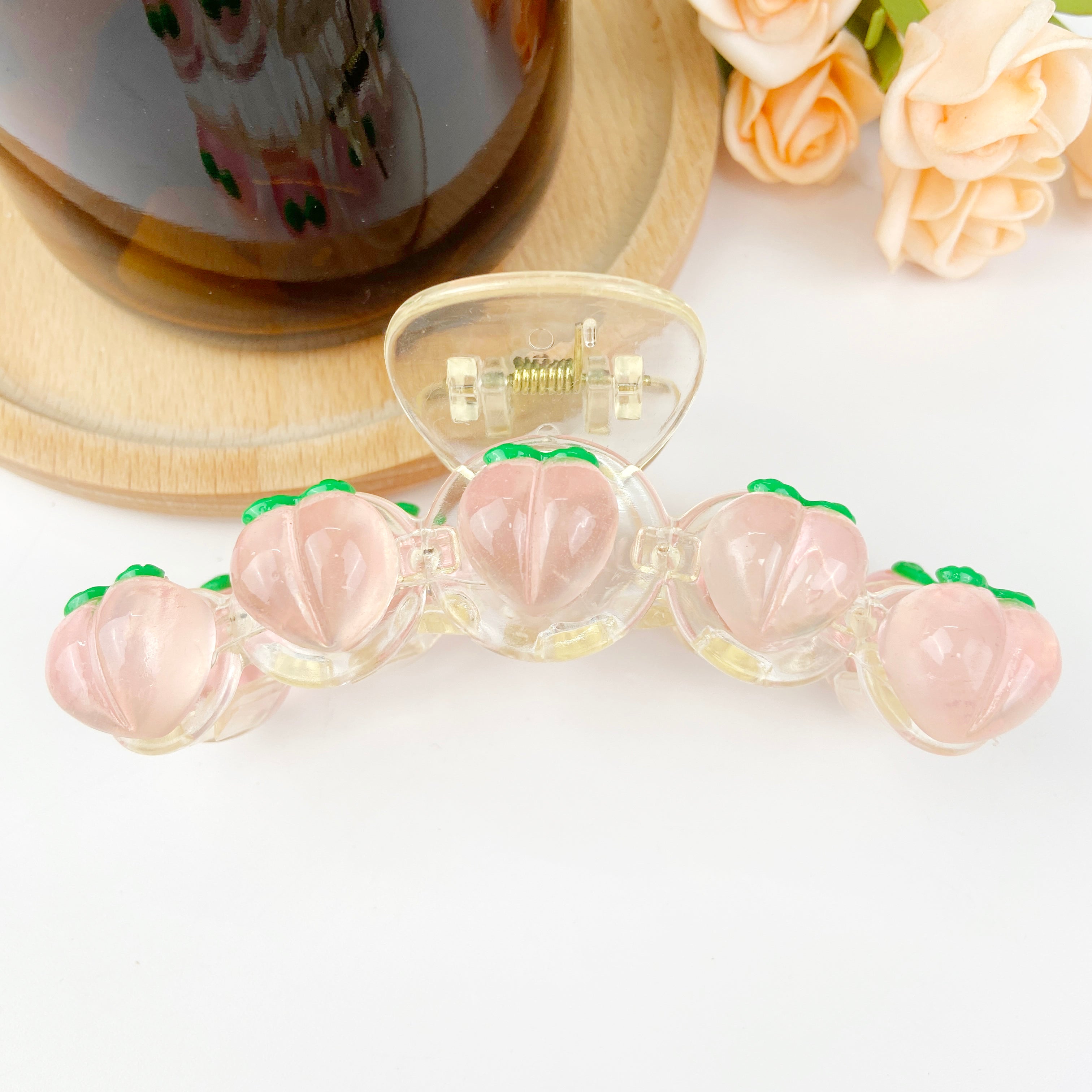 Fruit series pink peach hair clip
