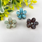 Small fresh metal flower small hair clip pearl rhinestone small clip