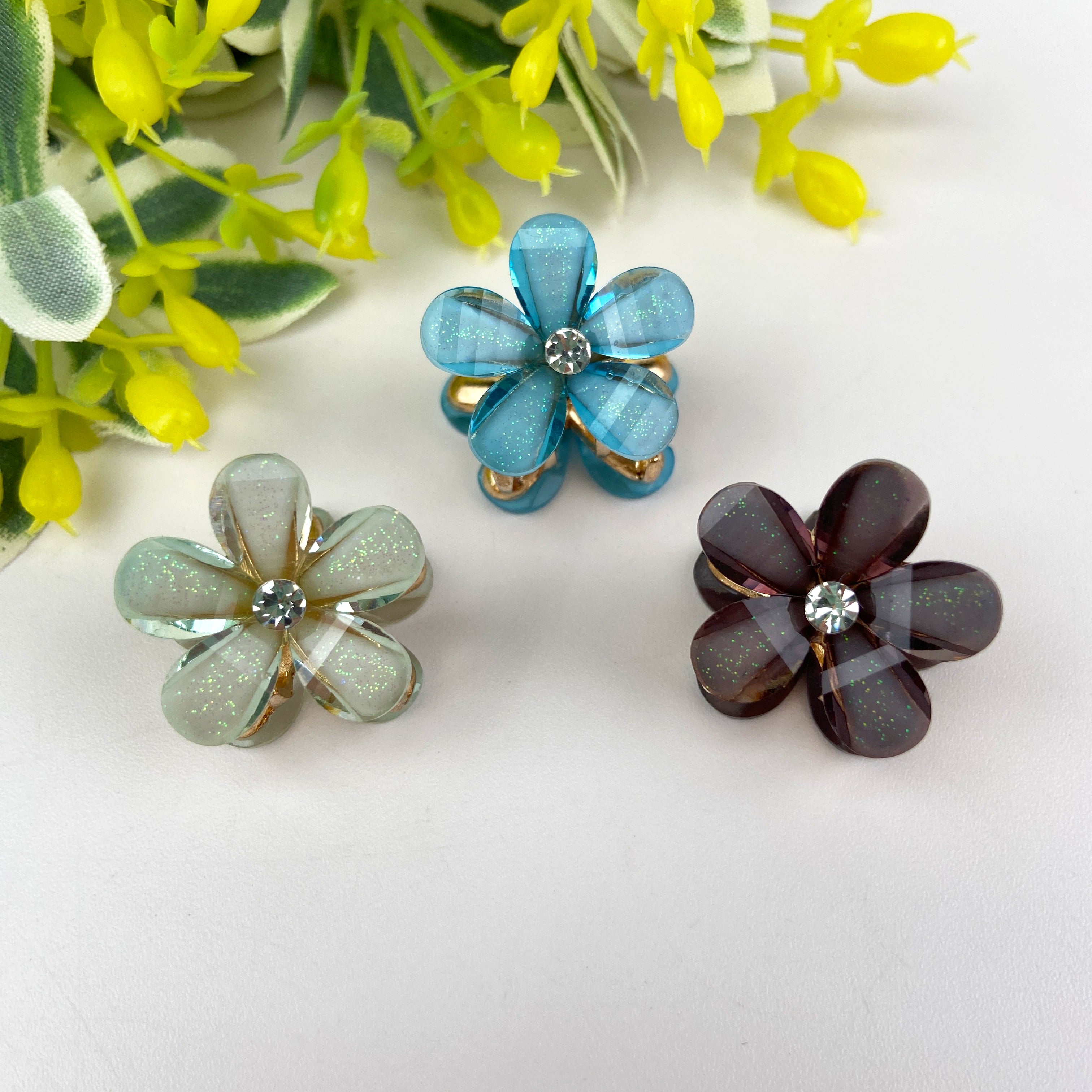 Small fresh metal flower small hair clip pearl rhinestone small clip