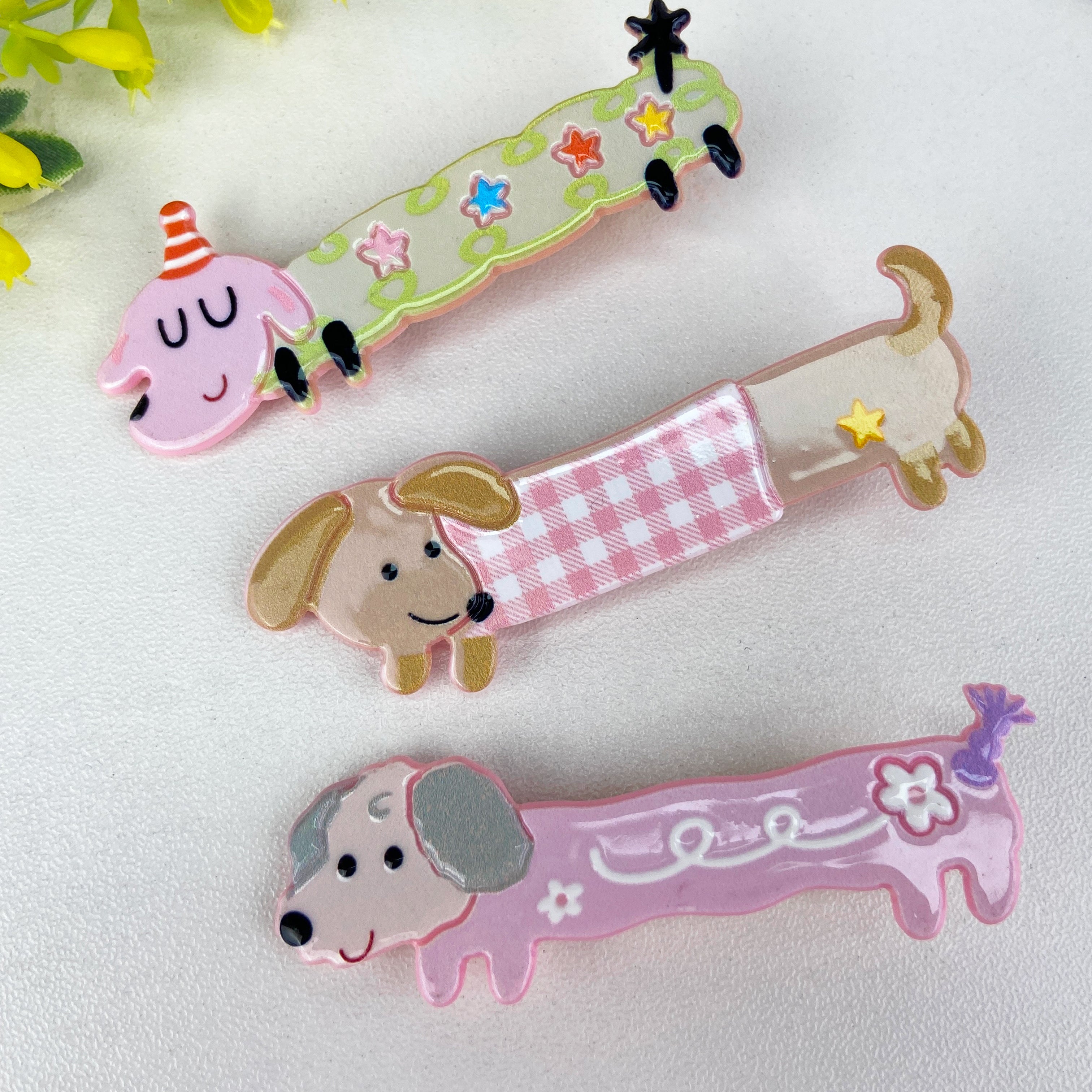 Cute Cartoon Colorful Dachshund Duckbill Clip