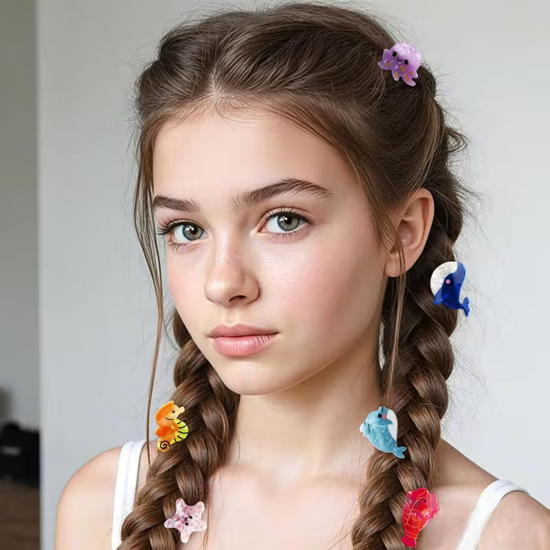 Sea Life Acetic Acid Mini Jaw Clip Whale Crab Seahorse Starfish Dolphin Young Girl Personalized Bang Clip Barrettes Hair