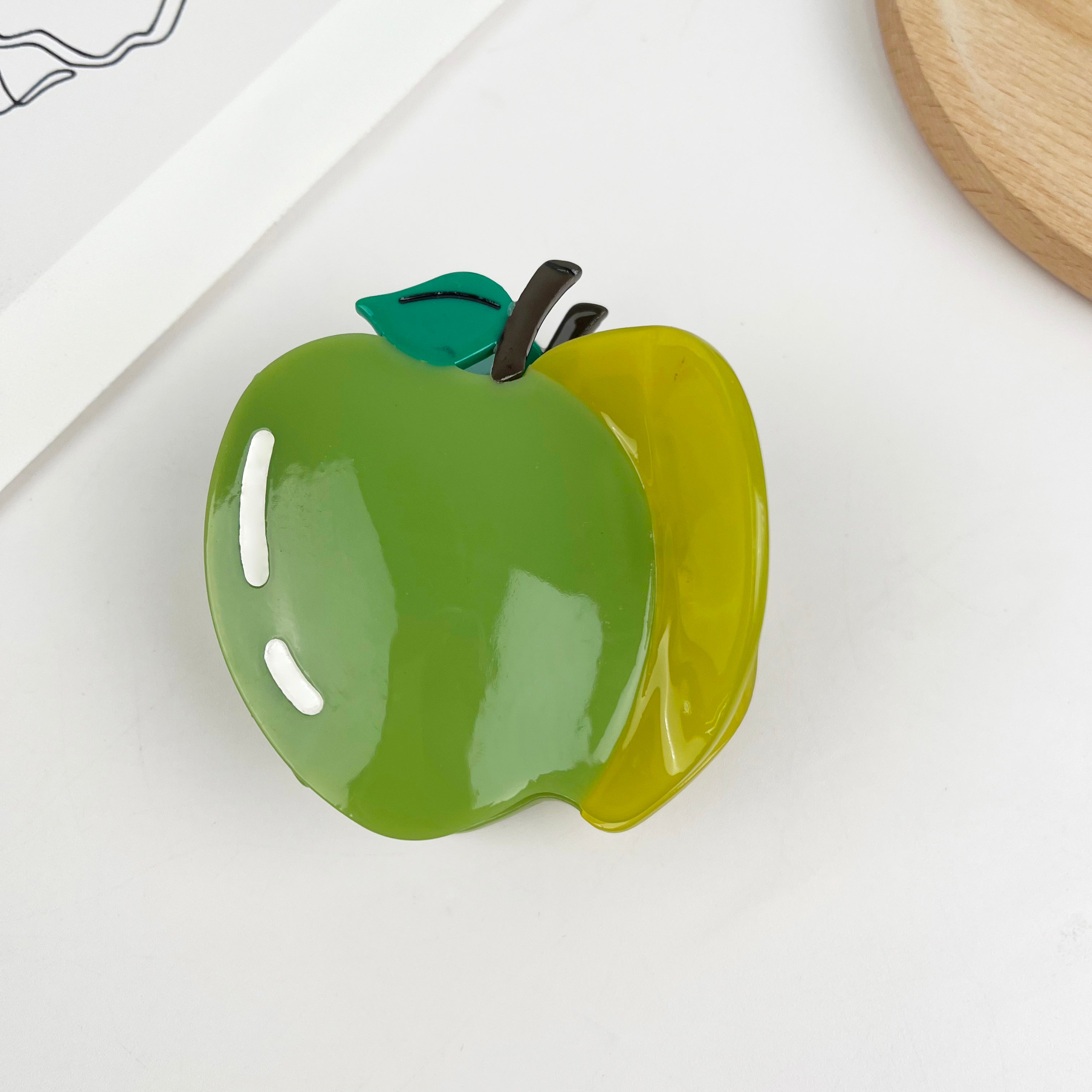 Green apple hair clips fruit claw clip