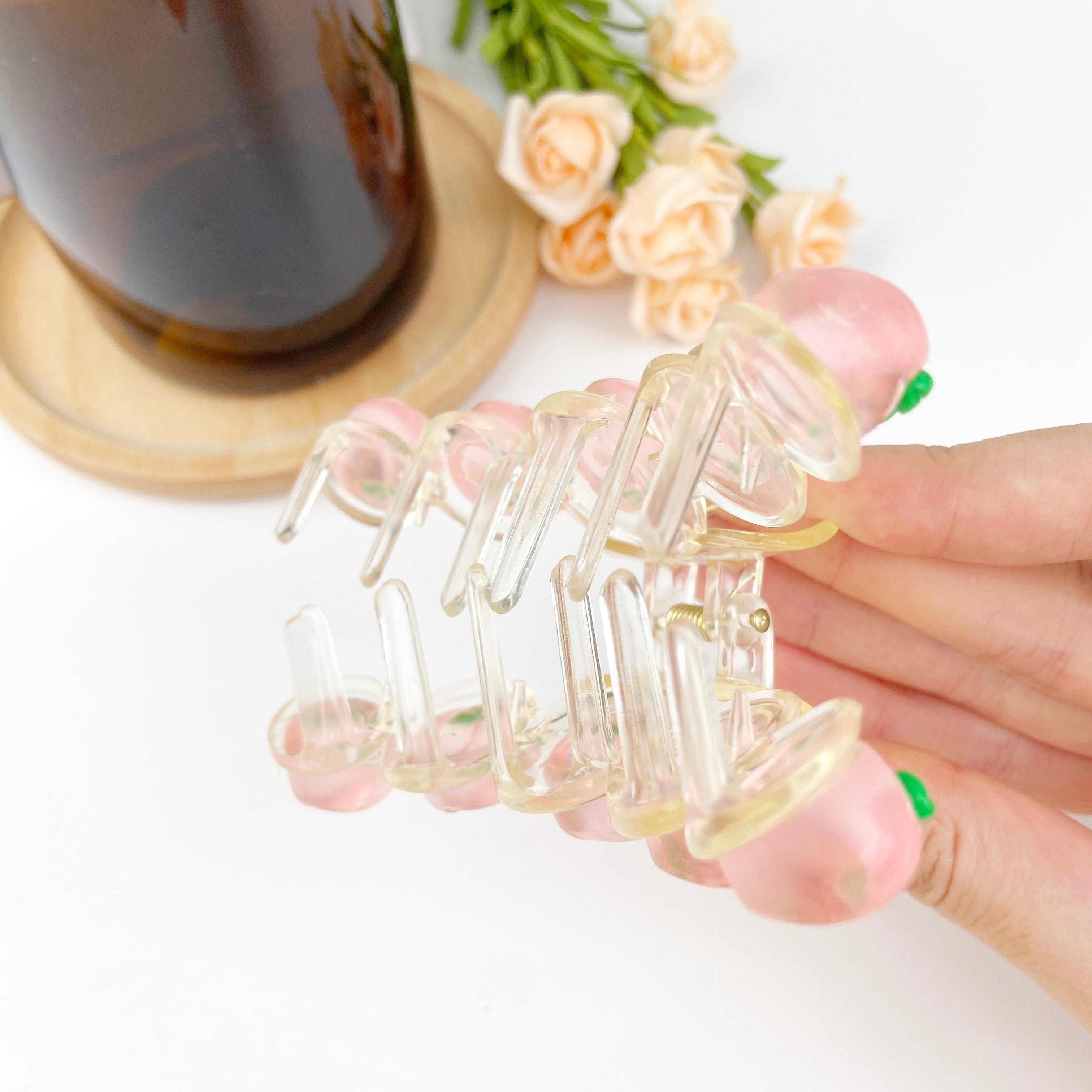 Fruit series pink peach hair clip