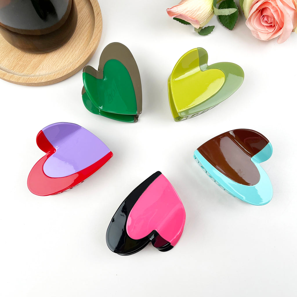 Acetate color splicing hair clip love claw clip