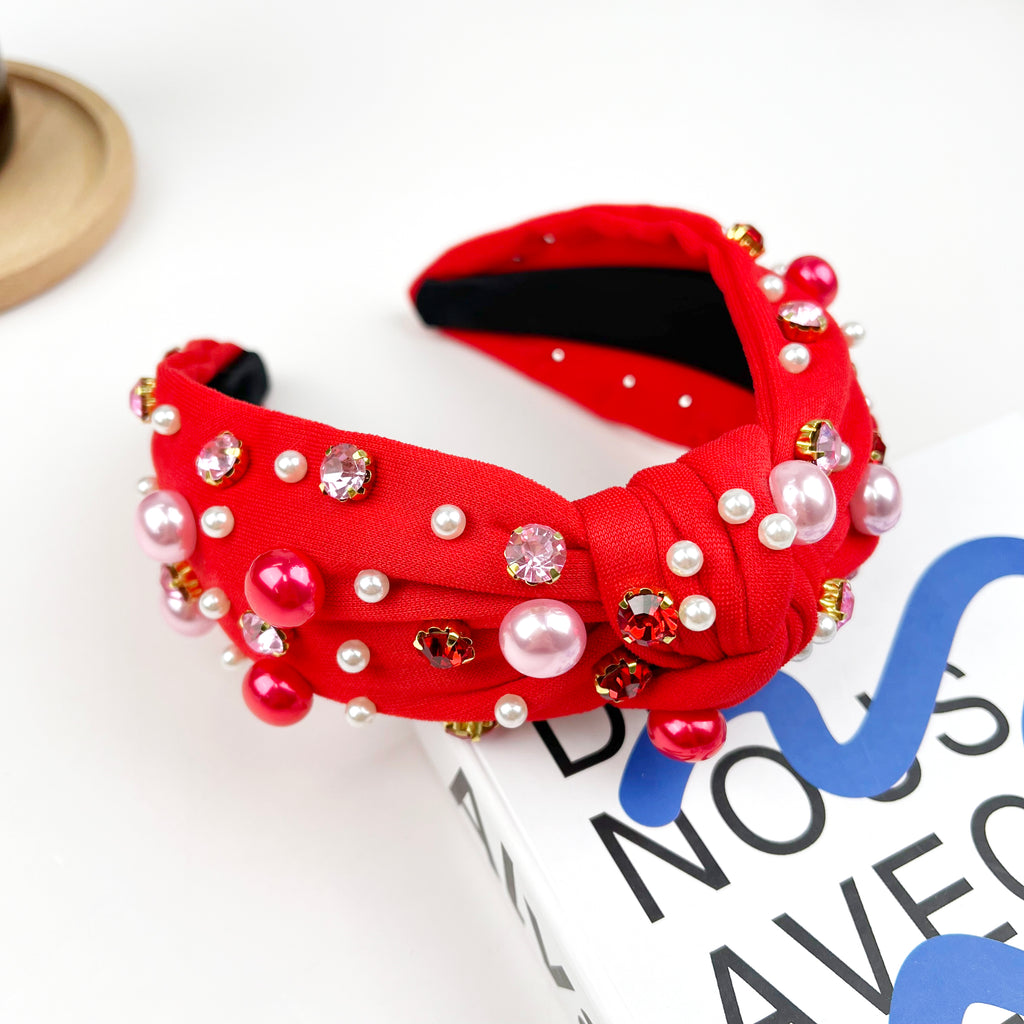 Valentine's day diamond-encrusted headband pearl headband